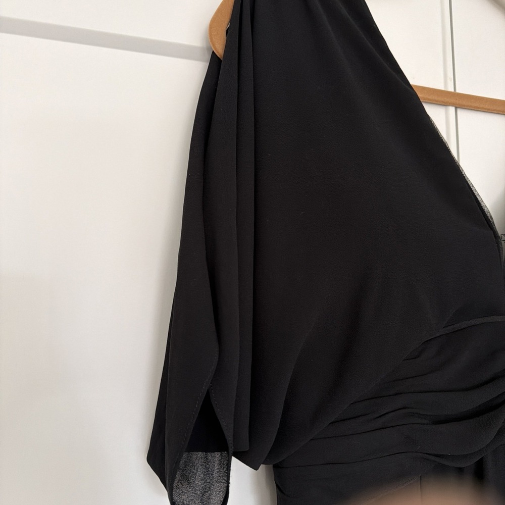 Bariano‎ Australia Black Corinne V-Neck Drape Sleeve Full Length Gown Size XL - Picture 8 of 16